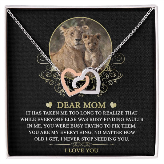 Mom Necklace Gift with Lion Theme – Heartfelt Message Card Inside