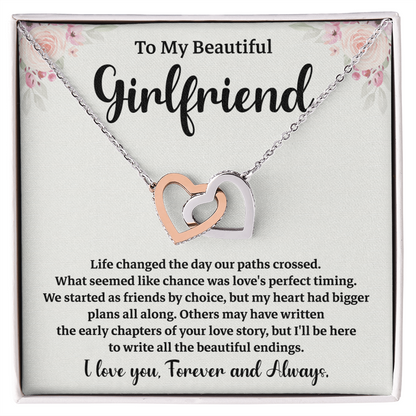 Girlfriend Love Necklace with Message Card Gift Box