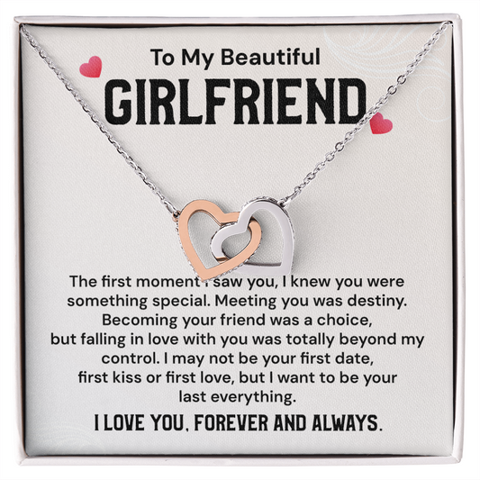 To My Beautiful Girlfriend Necklace – Hearts Gift with Emotional Message Card – Anniversary, Birthday