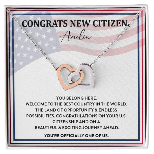 Congrats Necklace For New U.s. Citizen Amelia Necklace For New U.s. Citizen Gift For New American Citizen Amelia Necklace With Citizenship Message Necklace For New U.s. Citizen Journey Welcome To America Gift Jewelry For New U.s. Citizen