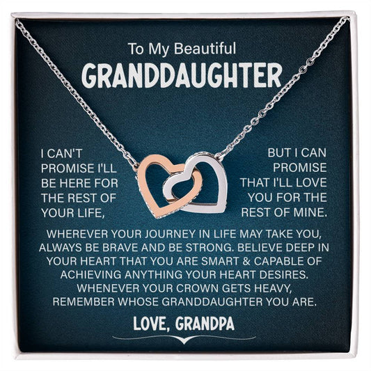 To My Beautiful Granddaughter Necklace, Remember Whose Granddaughter You Are, Love From Grandpa.
