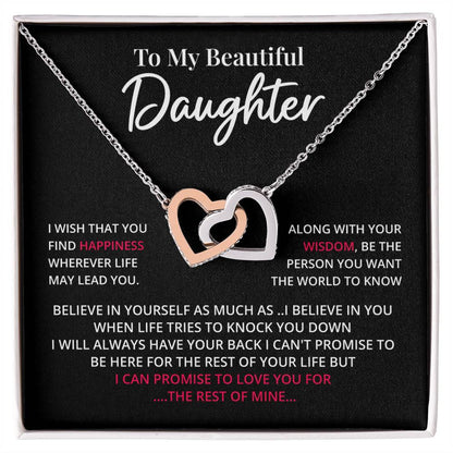 Daughter Necklace Gift with Love & Wisdom Message Card