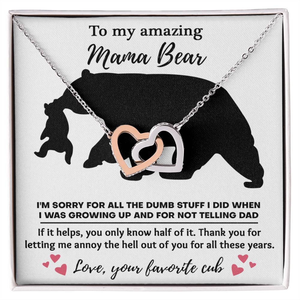 Mama Bear Necklace with Funny Card – Gift from Son or Daughter