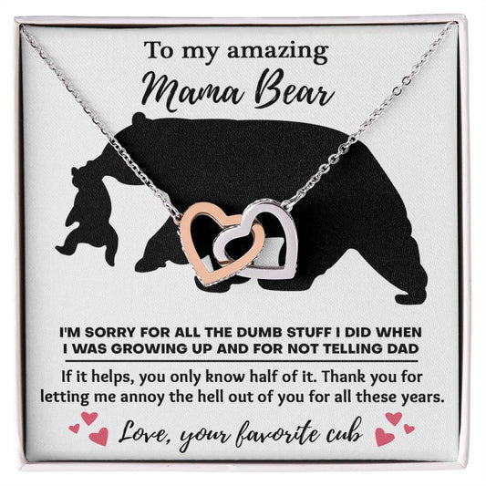 Mama Bear Necklace with Funny Card – Gift from Son or Daughter