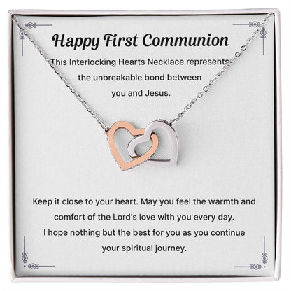 Interlocking Hearts Necklace First Communion Gift for Her