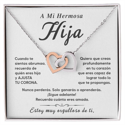 Collar Para Hija con Doble Corazón y Mensaje de Motivación