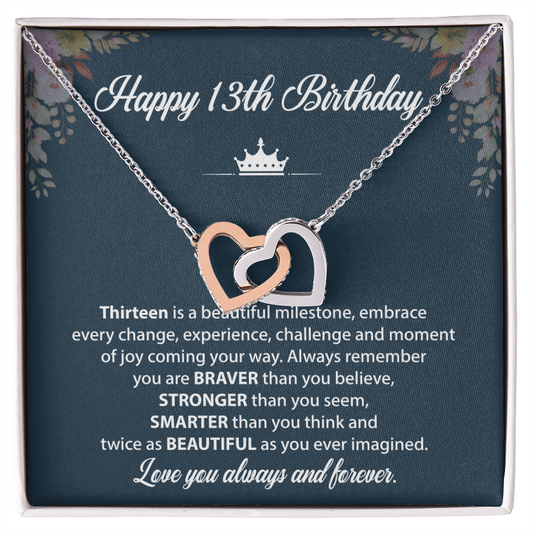 13th Birthday Necklace Gift With Inspirational Card