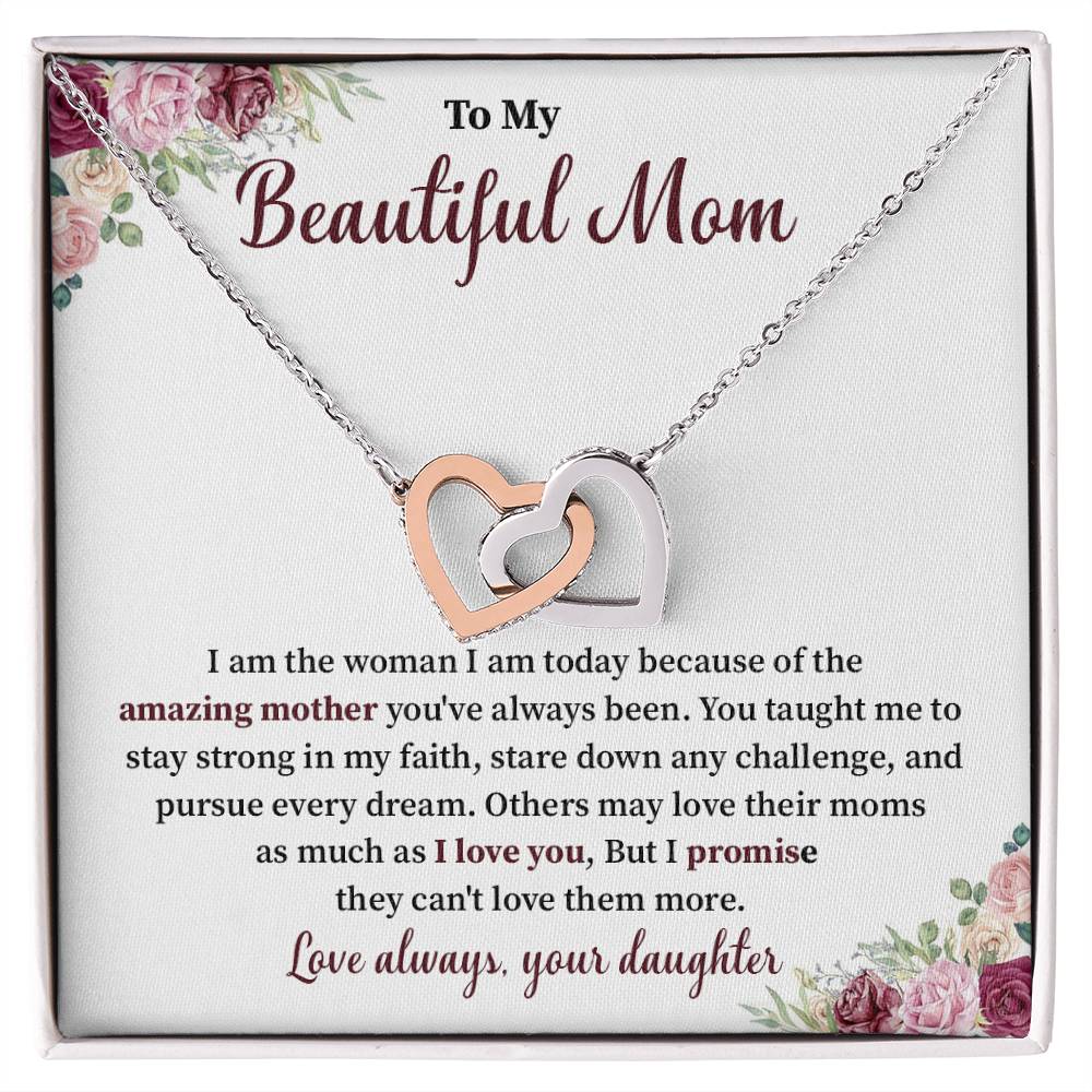 Daughter to Mom Necklace Gift with Message Card Box