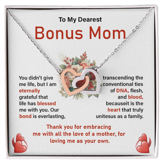 Bonus Mom Necklace Gift from Daughter with Card