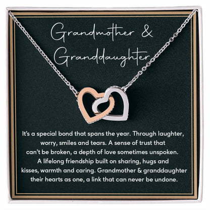 Grandmother and Granddaughter Necklace Gift with Sweet Bond Message