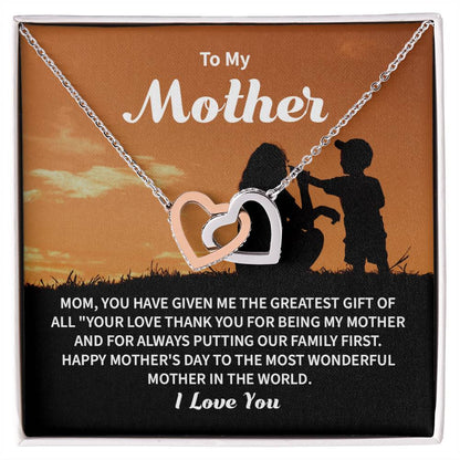 Son to Mother Necklace Gift with Family Message
