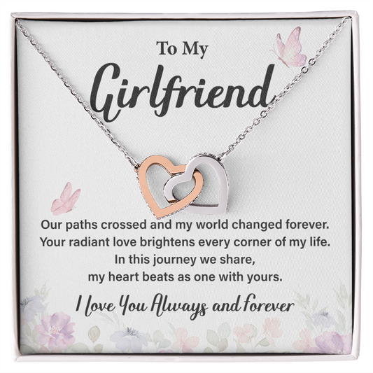 To My Girlfriend Necklace – Romantic Gift with Floral Message Card – Sentimental Jewelry