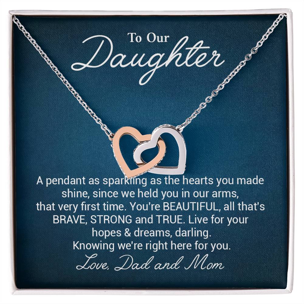 To Our Beautiful Daughter Daughter Pendant Gift From Dad And Mom Brave And Strong Daughter Necklace Beautiful Daughter Necklace True Daughter Necklace Sentimental Daughter Necklace Meaningful Jewelry For Daughter