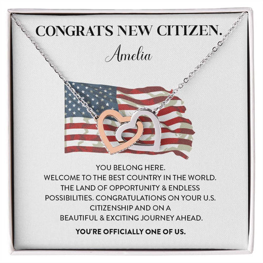 Congrats Necklace For New U.s. Citizen Amelia Necklace For New U.s. Citizen Gift For Celebrating U.s. Citizenship Necklace For U.s. Patriot Amelia Gift For Official U.s. Citizen Proud U.s. Citizen Jewelry Necklace For U.s. Patriot Amelia Welcome Gift