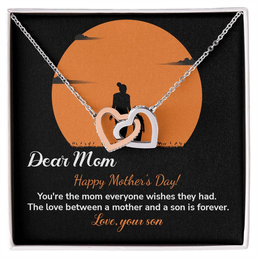 Dear Mom Happy Mother's Day, Elegant Jewelry For A Mother’s Day Gift Thoughtful Necklace For Love Sweet Gift For A Special Woman Sentimental Jewelry Thank You Pendant Beautiful Necklace Loving Pendant For A Mother-son Connection