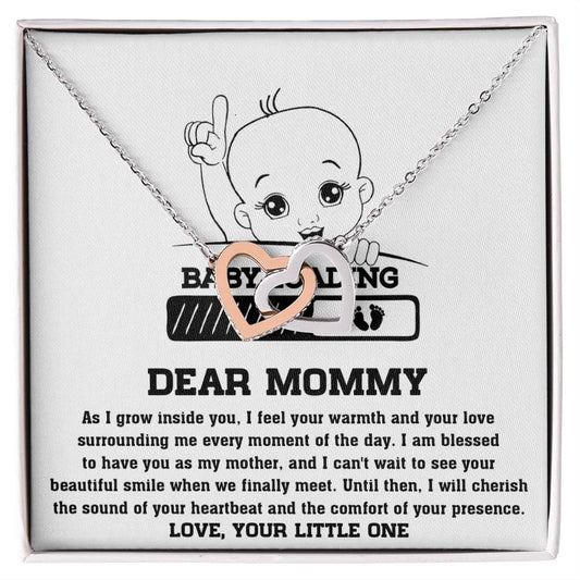 Dear Mommy Necklace Gift From Your Little One, I Love My Mom Necklace, Gifts For My Mom, Mother's Day Gifts For Mom Jewelry With Interlocking Heart Necklace.