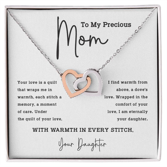 To My Mom Necklace – Warmth and Love Gift from Daughter with Card