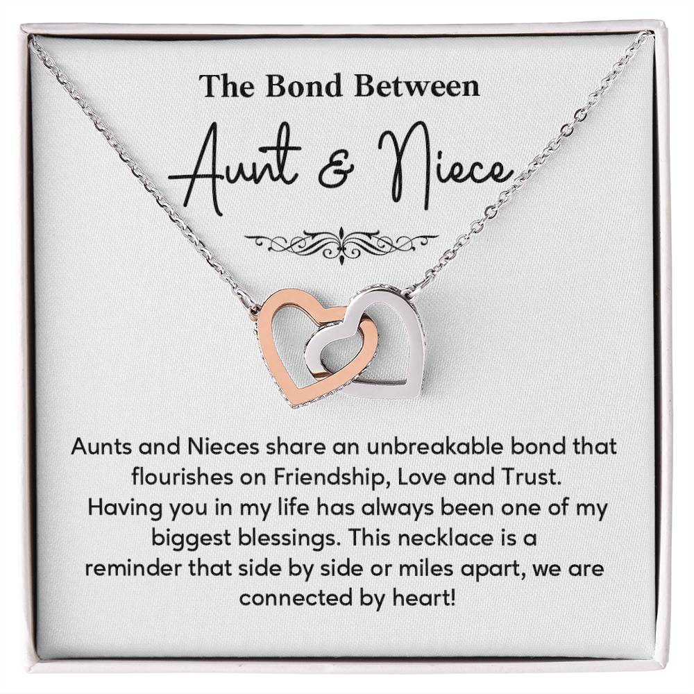 Aunt and Niece Necklace Gift – Connected by Heart Message Card
