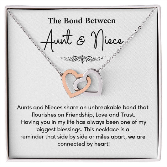 Aunt and Niece Necklace Gift – Connected by Heart Message Card