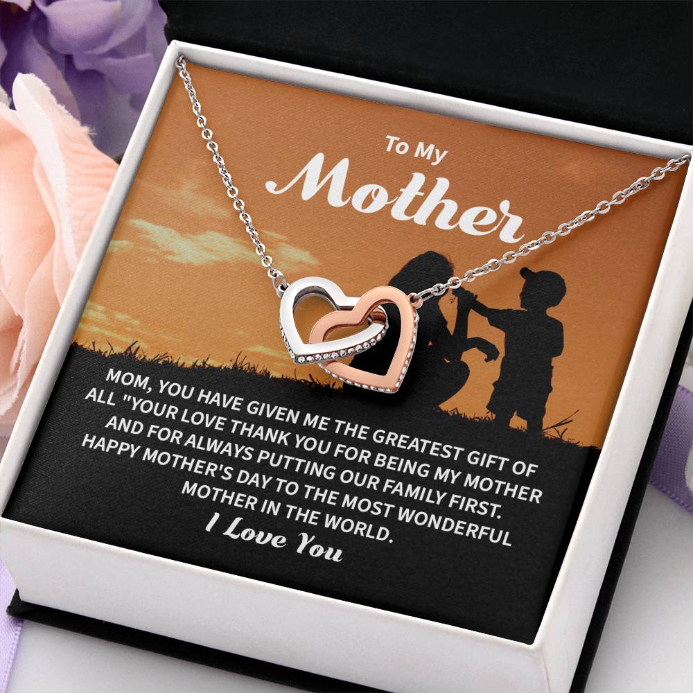 Son to Mother Necklace Gift with Family Message