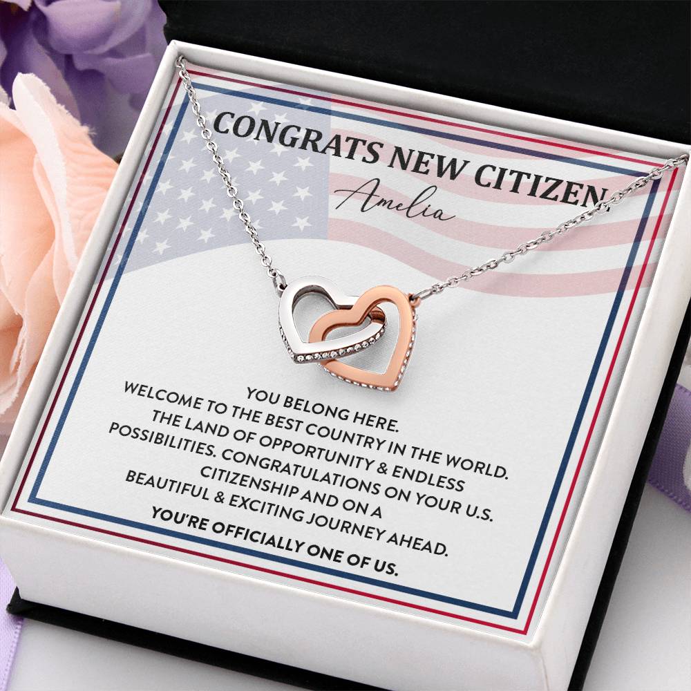 Congrats Necklace For New U.s. Citizen Amelia Necklace For New U.s. Citizen Gift For New American Citizen Amelia Necklace With Citizenship Message Necklace For New U.s. Citizen Journey Welcome To America Gift Jewelry For New U.s. Citizen