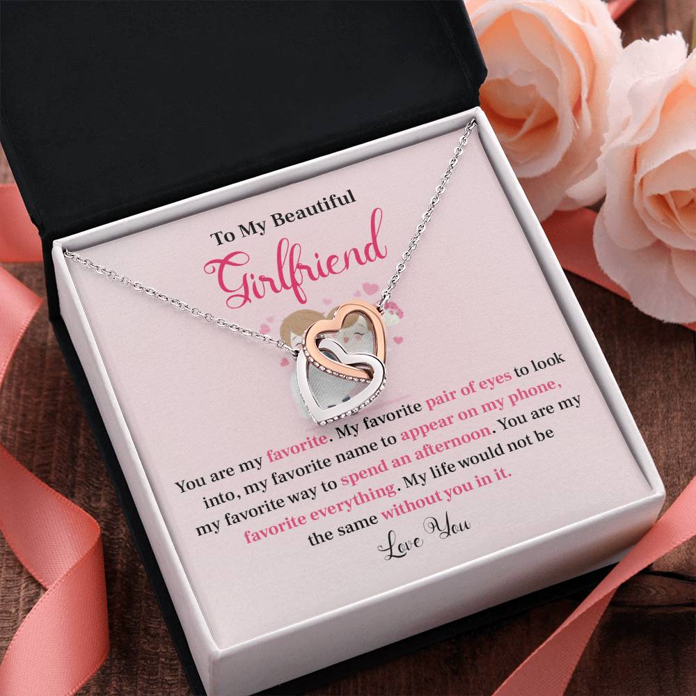 To My Beautiful Girlfriend - Heart Necklace with Message Card