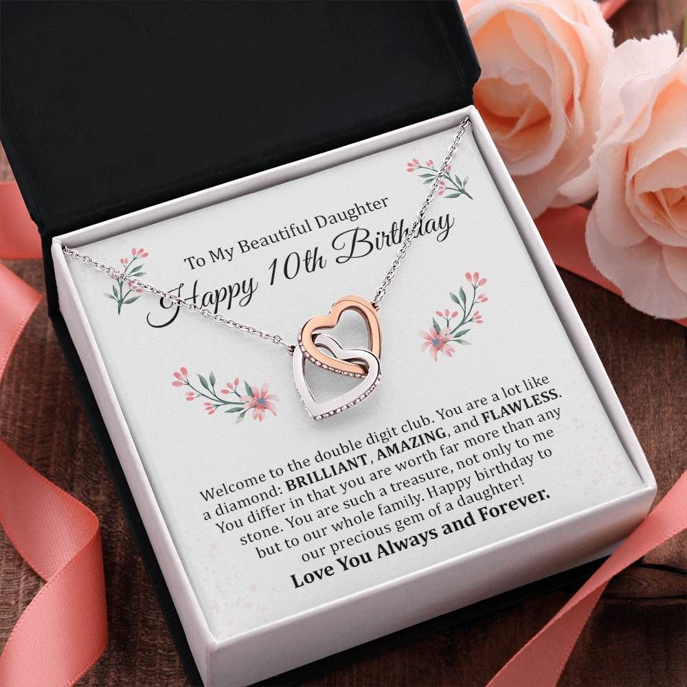 10th Birthday Necklace for Daughter with Message Card