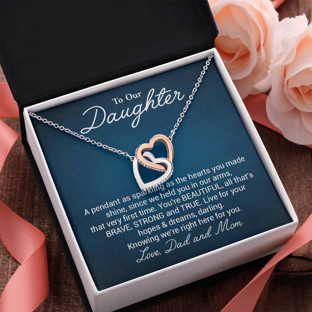 To Our Beautiful Daughter Daughter Pendant Gift From Dad And Mom Brave And Strong Daughter Necklace Beautiful Daughter Necklace True Daughter Necklace Sentimental Daughter Necklace Meaningful Jewelry For Daughter