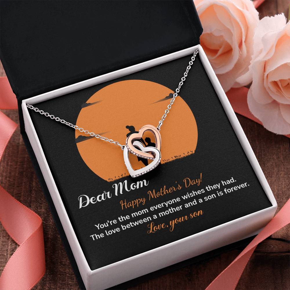 Dear Mom Happy Mother's Day, Elegant Jewelry For A Mother’s Day Gift Thoughtful Necklace For Love Sweet Gift For A Special Woman Sentimental Jewelry Thank You Pendant Beautiful Necklace Loving Pendant For A Mother-son Connection