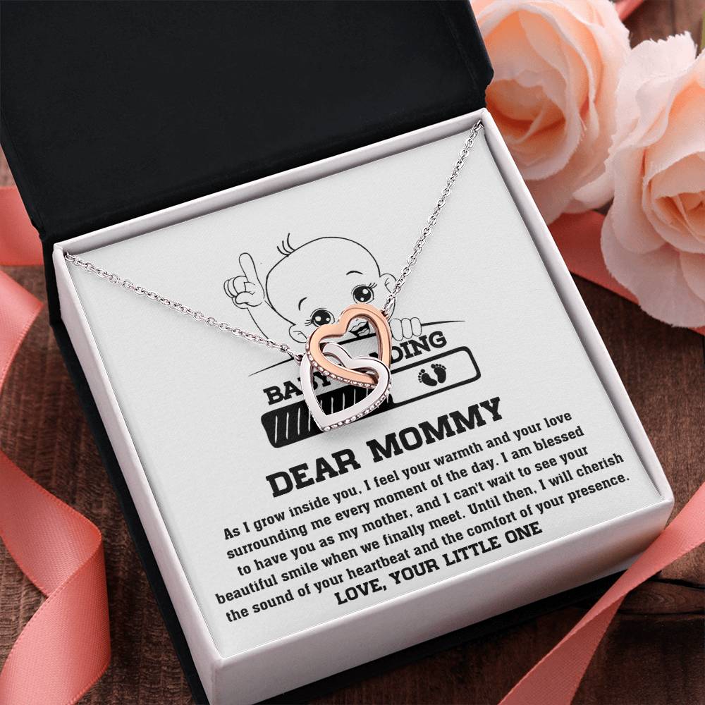 Dear Mommy Necklace Gift From Your Little One, I Love My Mom Necklace, Gifts For My Mom, Mother's Day Gifts For Mom Jewelry With Interlocking Heart Necklace.