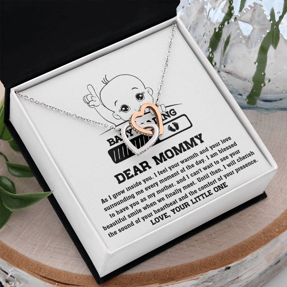 Dear Mommy Necklace Gift From Your Little One, I Love My Mom Necklace, Gifts For My Mom, Mother's Day Gifts For Mom Jewelry With Interlocking Heart Necklace.