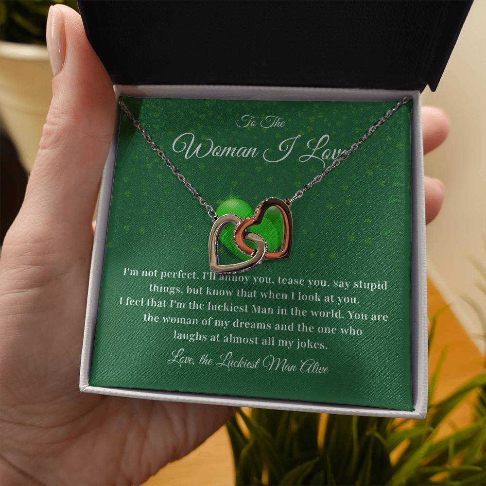 To The Woman, Together In Love Necklace Lucky To Have You Jewelry Celebrate Our Journey Together Loving Reminder For Her Woman Of My Dreams Jewelry Sentimental Gift For Girlfriend Luckiest Man Alive Jewelry