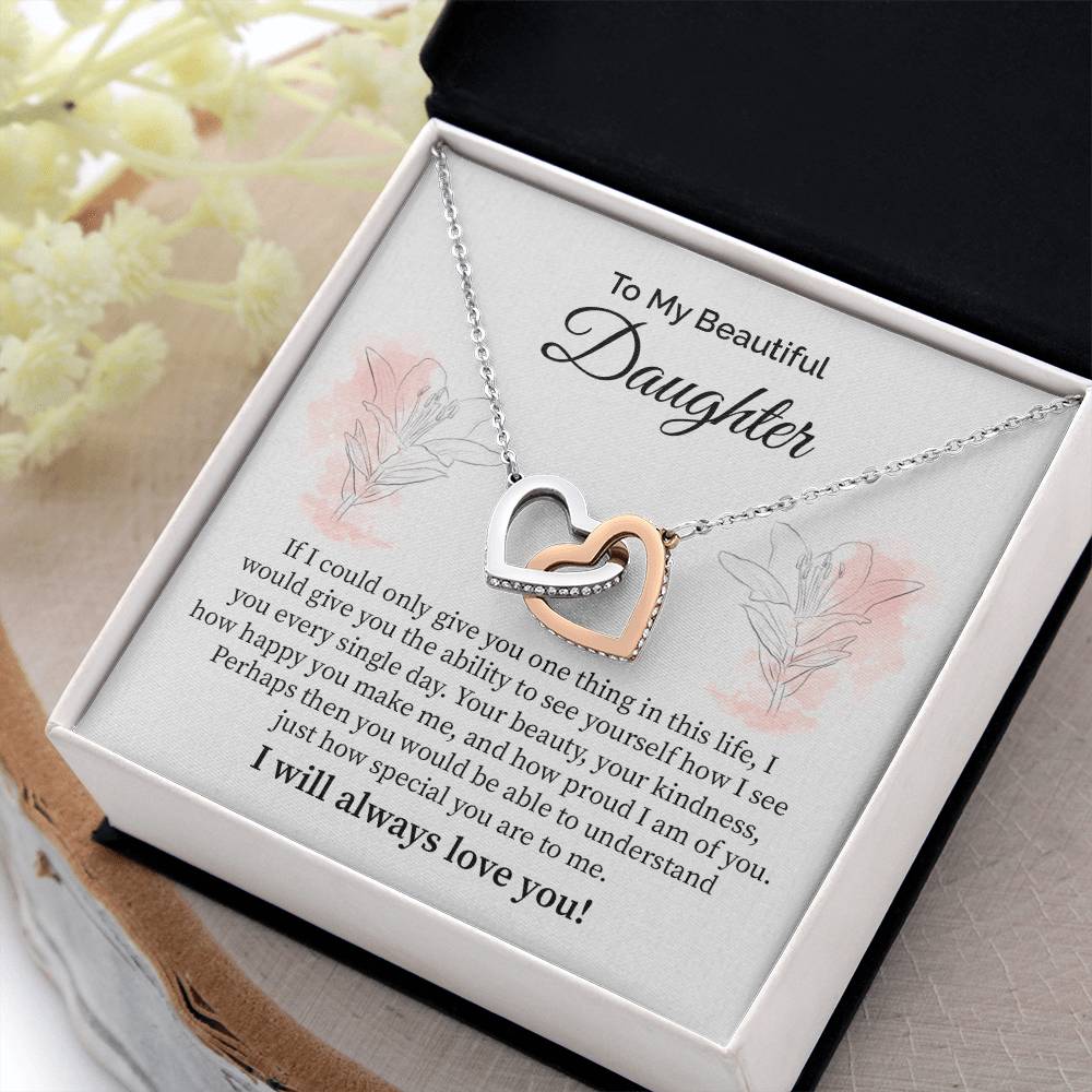 Daughter Necklace with Heartfelt Floral Message Card