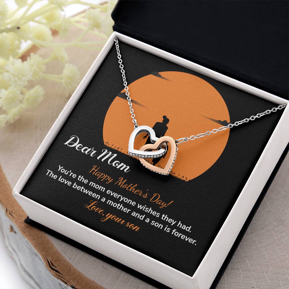 Dear Mom Happy Mother's Day, Elegant Jewelry For A Mother’s Day Gift Thoughtful Necklace For Love Sweet Gift For A Special Woman Sentimental Jewelry Thank You Pendant Beautiful Necklace Loving Pendant For A Mother-son Connection