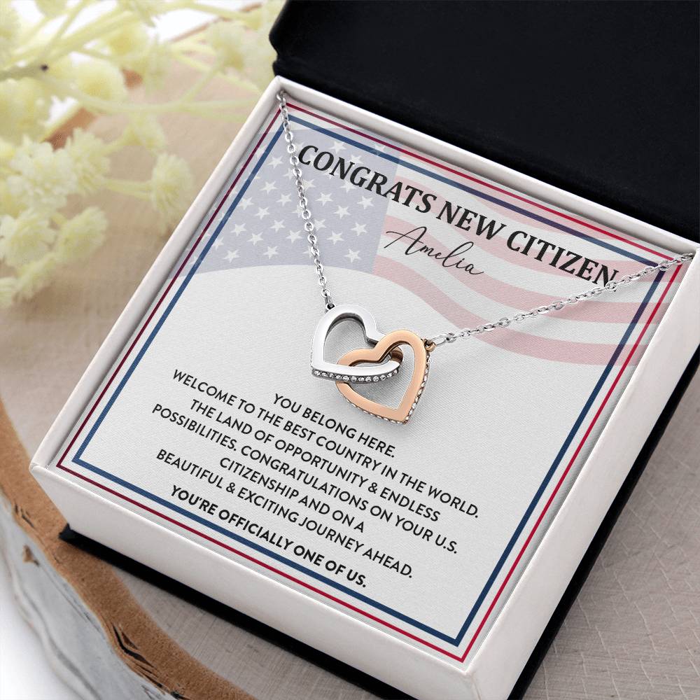 Congrats Necklace For New U.s. Citizen Amelia Necklace For New U.s. Citizen Gift For New American Citizen Amelia Necklace With Citizenship Message Necklace For New U.s. Citizen Journey Welcome To America Gift Jewelry For New U.s. Citizen