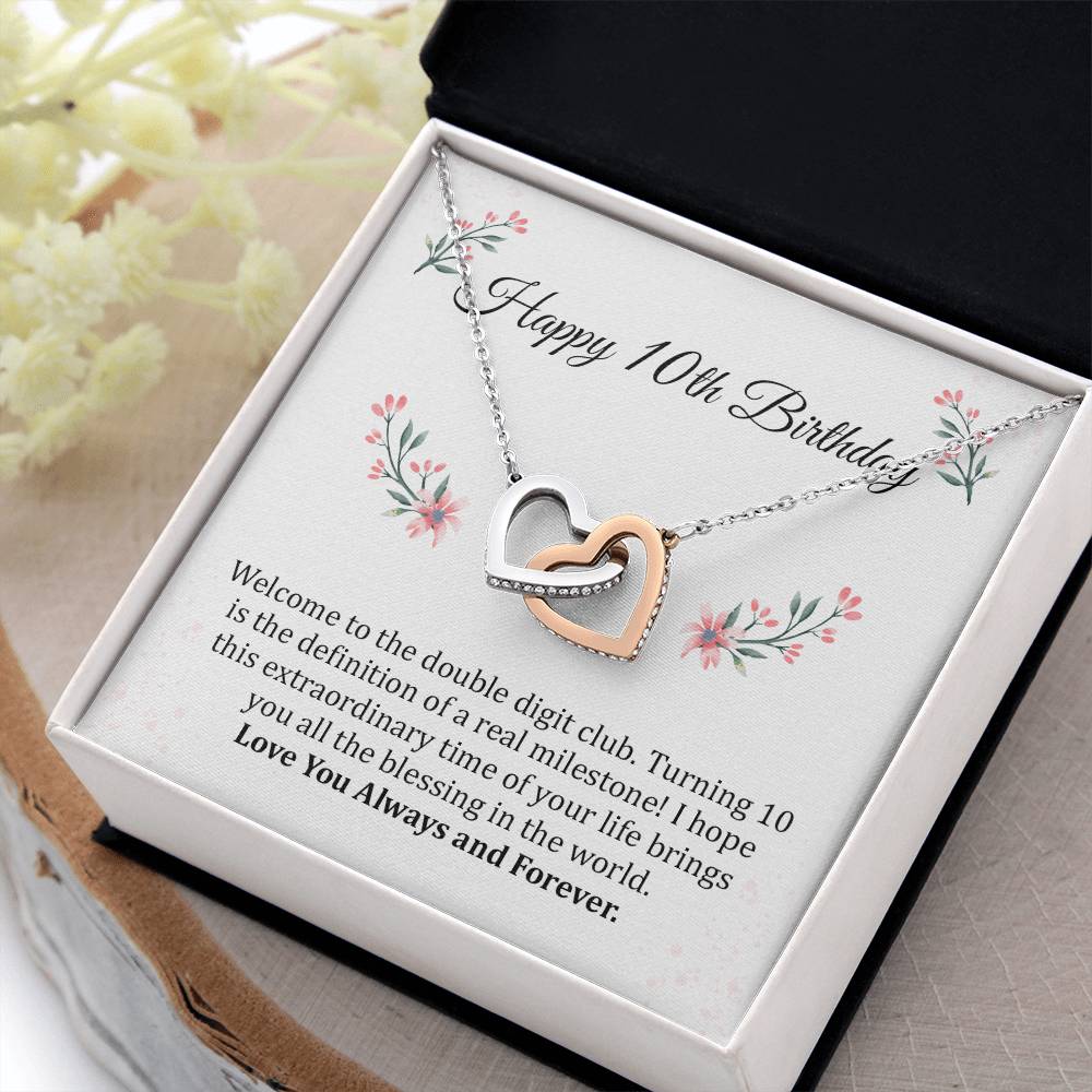 10th Birthday Necklace Gift For Girls With Message Card
