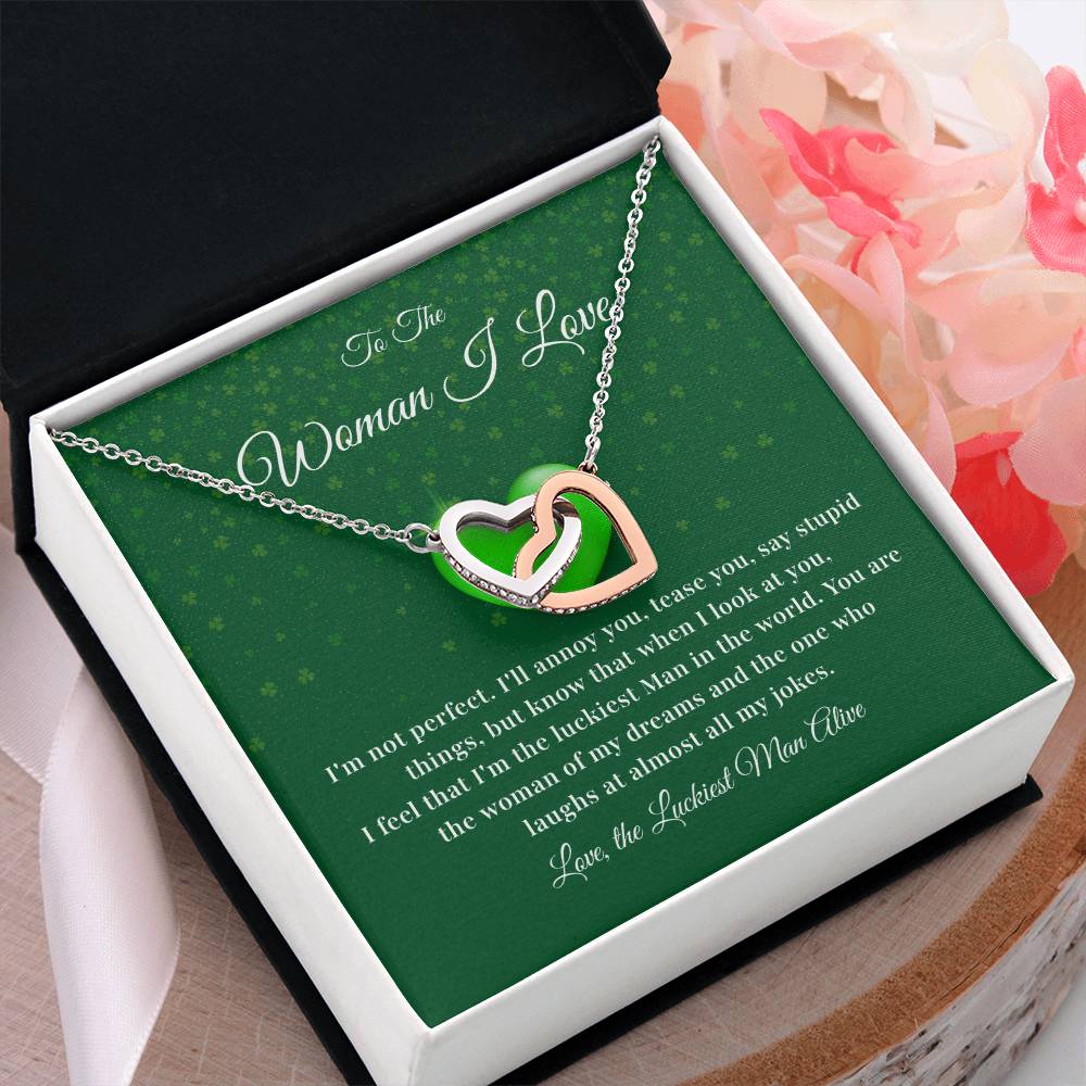 To The Woman, Together In Love Necklace Lucky To Have You Jewelry Celebrate Our Journey Together Loving Reminder For Her Woman Of My Dreams Jewelry Sentimental Gift For Girlfriend Luckiest Man Alive Jewelry