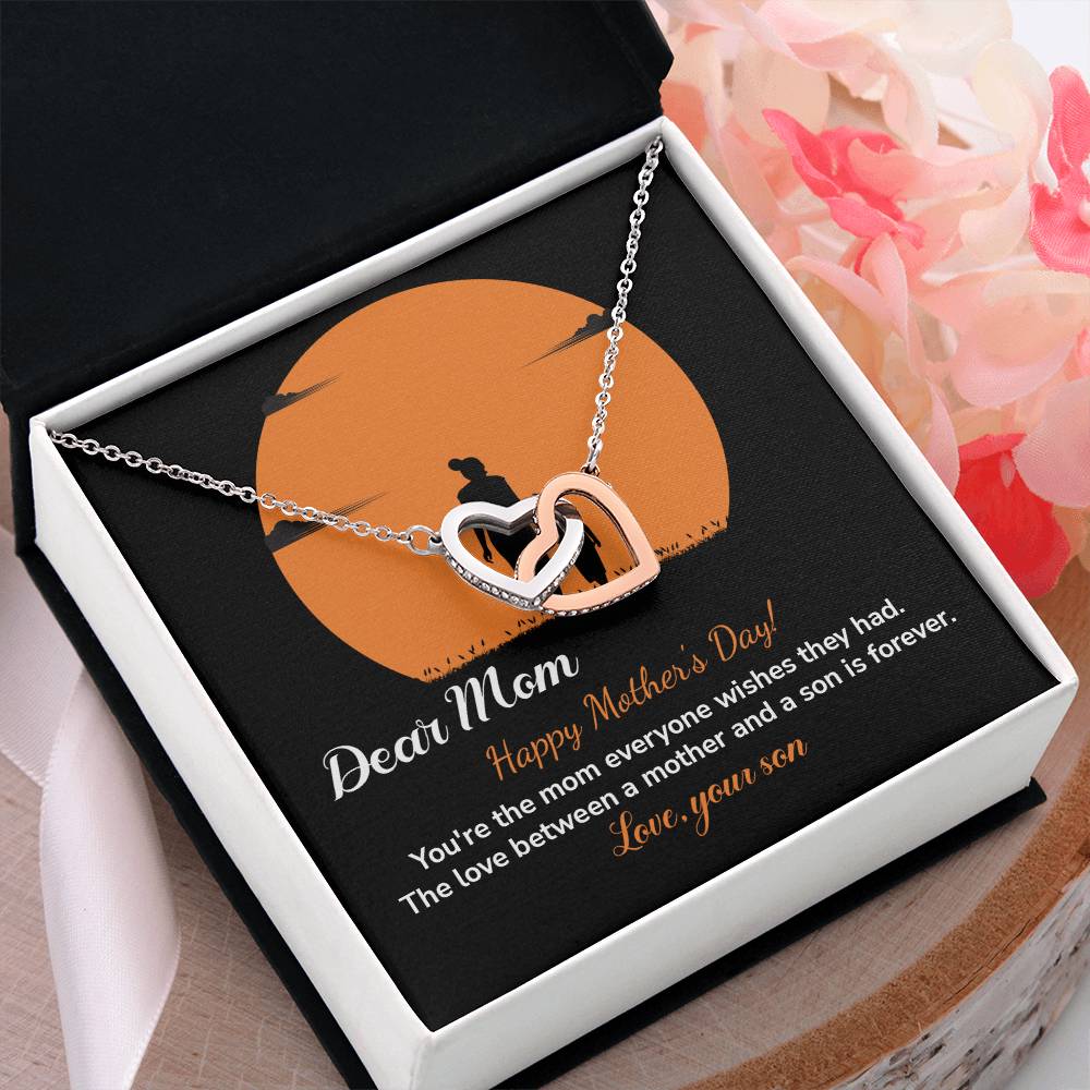 Dear Mom Happy Mother's Day, Elegant Jewelry For A Mother’s Day Gift Thoughtful Necklace For Love Sweet Gift For A Special Woman Sentimental Jewelry Thank You Pendant Beautiful Necklace Loving Pendant For A Mother-son Connection