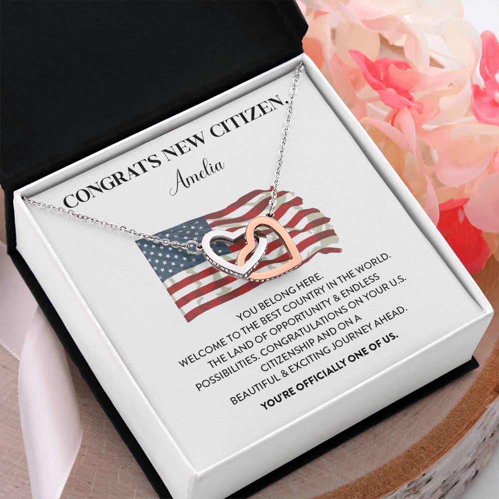 Congrats Necklace For New U.s. Citizen Amelia Necklace For New U.s. Citizen Gift For Celebrating U.s. Citizenship Necklace For U.s. Patriot Amelia Gift For Official U.s. Citizen Proud U.s. Citizen Jewelry Necklace For U.s. Patriot Amelia Welcome Gift