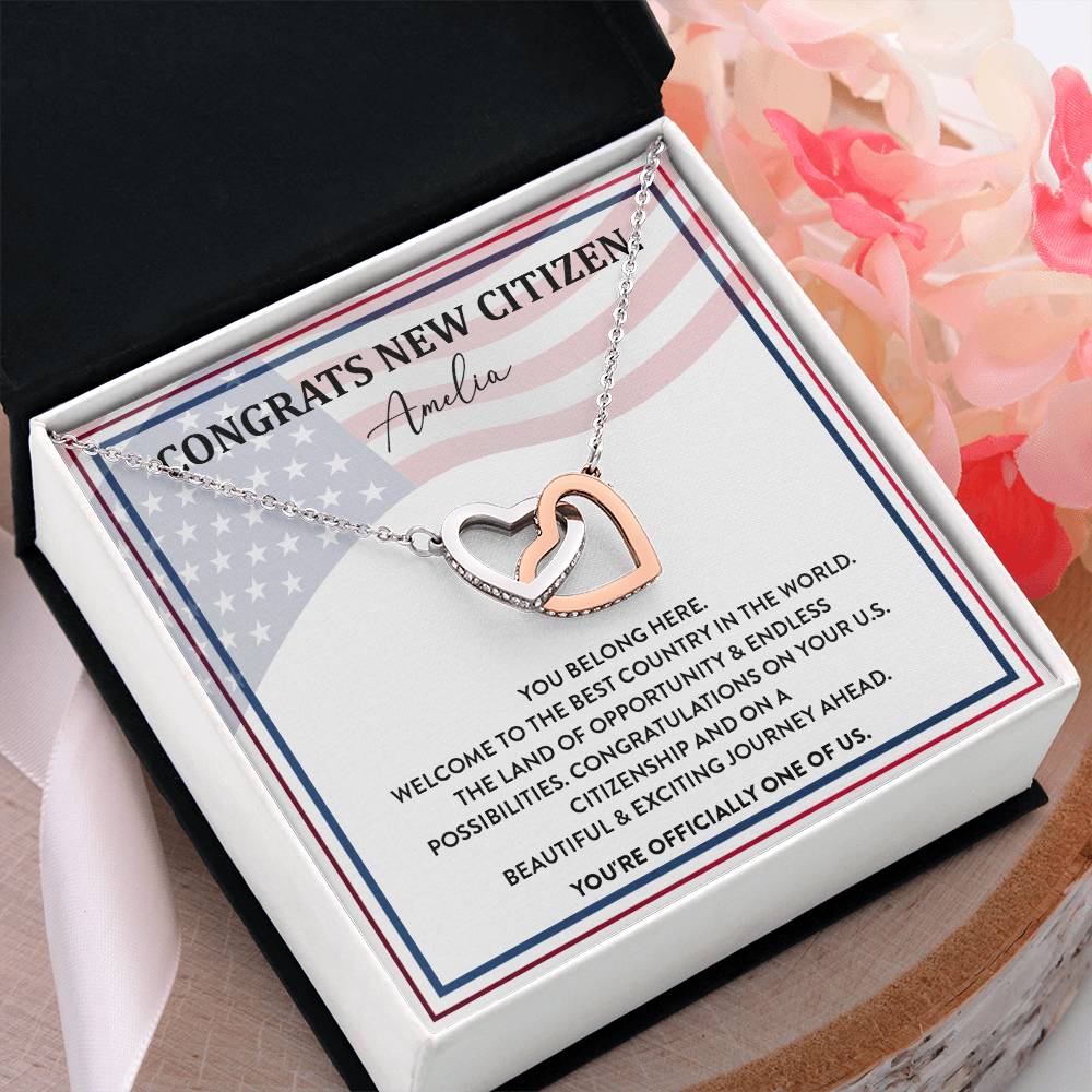 Congrats Necklace For New U.s. Citizen Amelia Necklace For New U.s. Citizen Gift For New American Citizen Amelia Necklace With Citizenship Message Necklace For New U.s. Citizen Journey Welcome To America Gift Jewelry For New U.s. Citizen