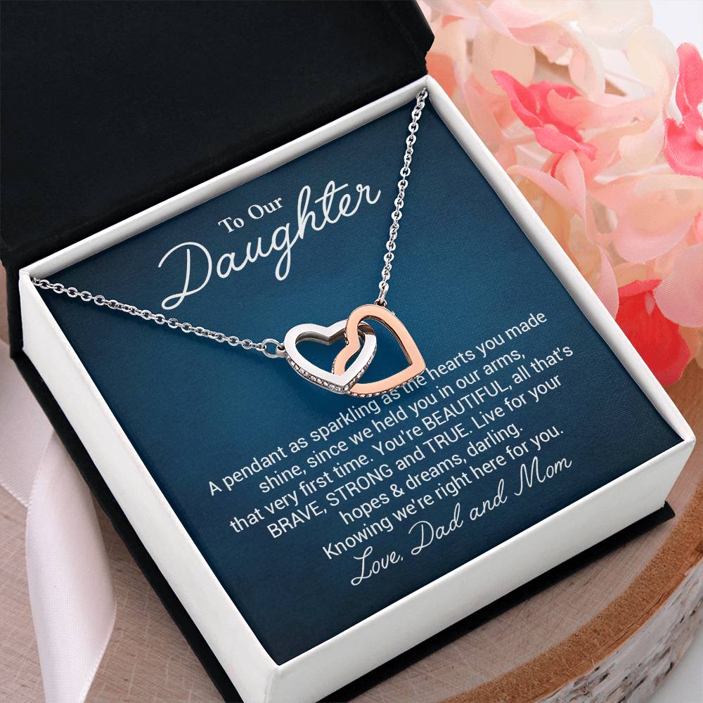 To Our Beautiful Daughter Daughter Pendant Gift From Dad And Mom Brave And Strong Daughter Necklace Beautiful Daughter Necklace True Daughter Necklace Sentimental Daughter Necklace Meaningful Jewelry For Daughter