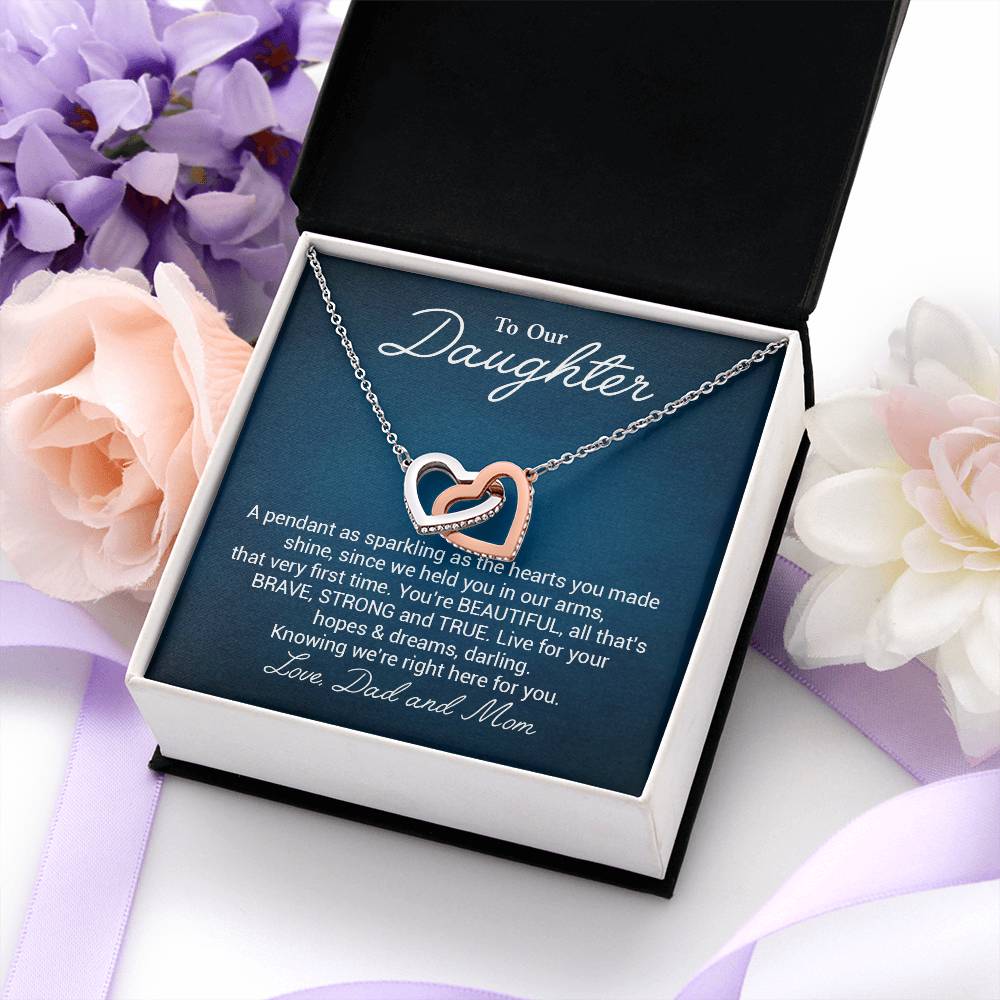 To Our Beautiful Daughter Daughter Pendant Gift From Dad And Mom Brave And Strong Daughter Necklace Beautiful Daughter Necklace True Daughter Necklace Sentimental Daughter Necklace Meaningful Jewelry For Daughter