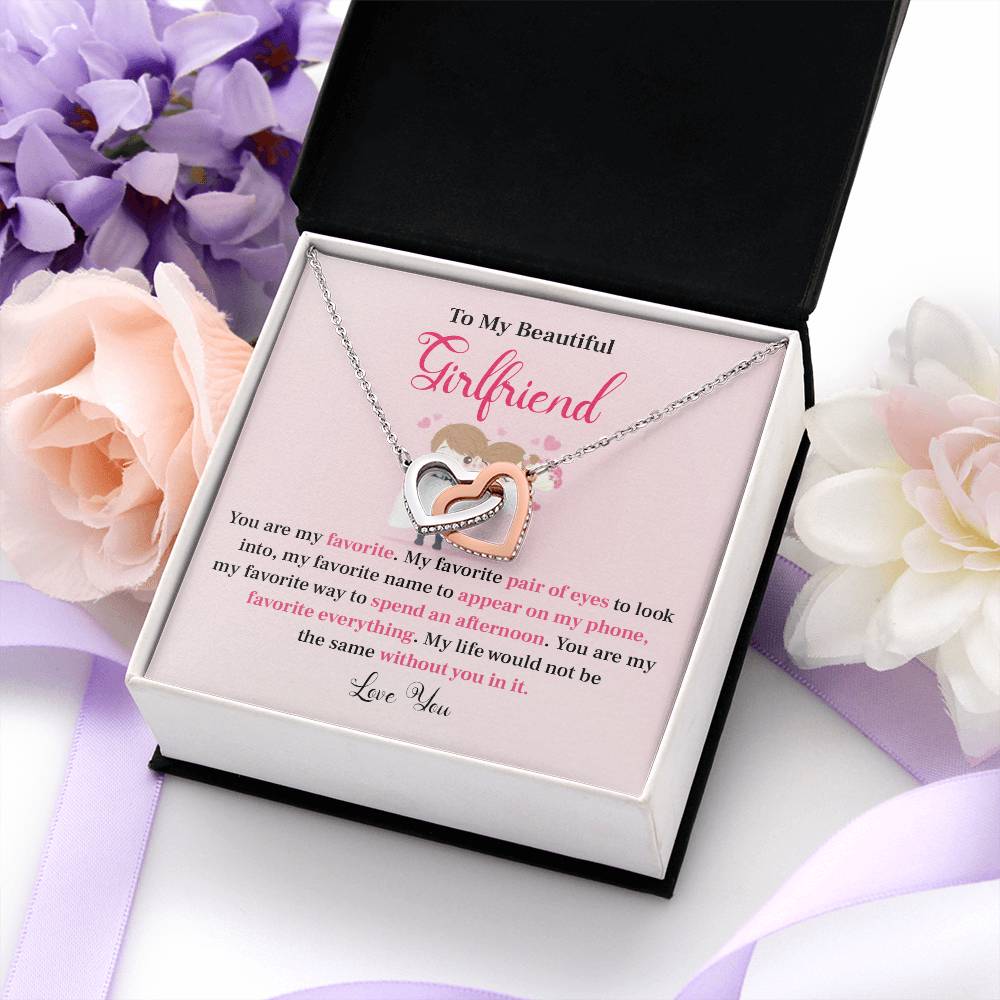 To My Beautiful Girlfriend - Heart Necklace with Message Card