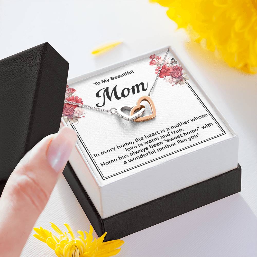 Mom Necklace Gift for Sweet Home Message Card
