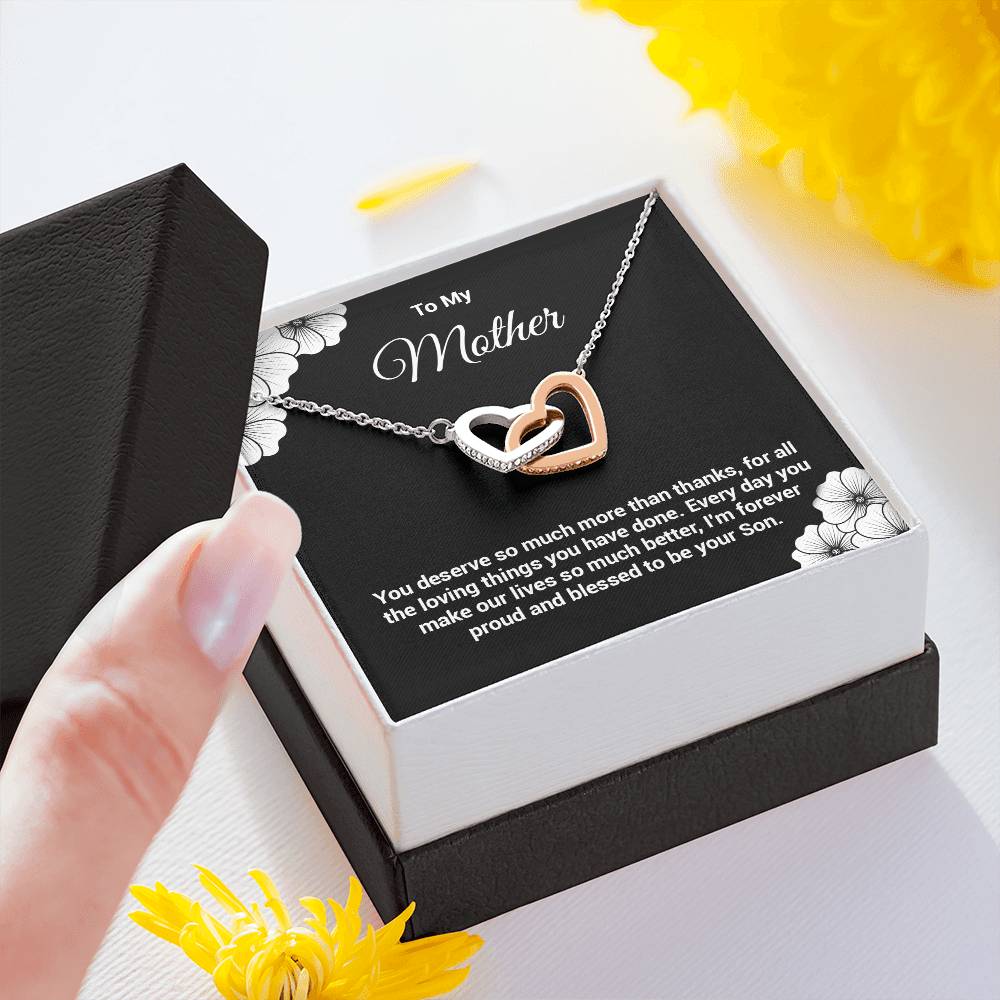 Mother Necklace Gift from Son with Message Card