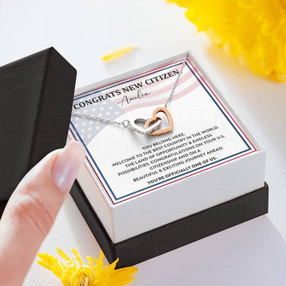 Congrats Necklace For New U.s. Citizen Amelia Necklace For New U.s. Citizen Gift For New American Citizen Amelia Necklace With Citizenship Message Necklace For New U.s. Citizen Journey Welcome To America Gift Jewelry For New U.s. Citizen