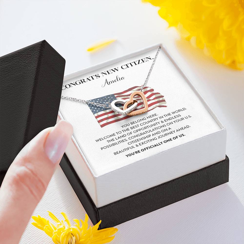 Congrats Necklace For New U.s. Citizen Amelia Necklace For New U.s. Citizen Gift For Celebrating U.s. Citizenship Necklace For U.s. Patriot Amelia Gift For Official U.s. Citizen Proud U.s. Citizen Jewelry Necklace For U.s. Patriot Amelia Welcome Gift