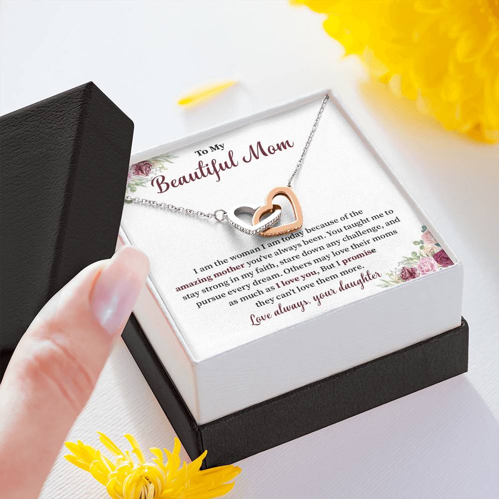 Daughter to Mom Necklace Gift with Message Card Box