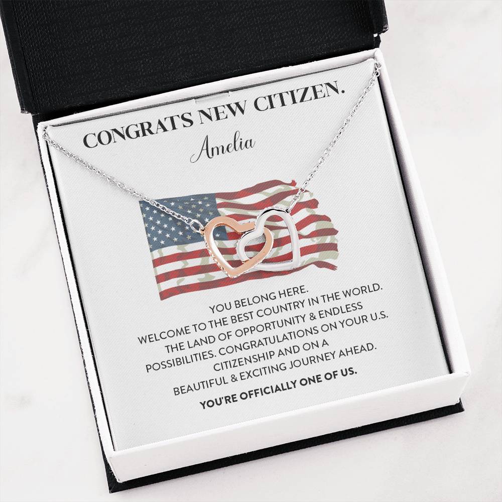 Congrats Necklace For New U.s. Citizen Amelia Necklace For New U.s. Citizen Gift For Celebrating U.s. Citizenship Necklace For U.s. Patriot Amelia Gift For Official U.s. Citizen Proud U.s. Citizen Jewelry Necklace For U.s. Patriot Amelia Welcome Gift