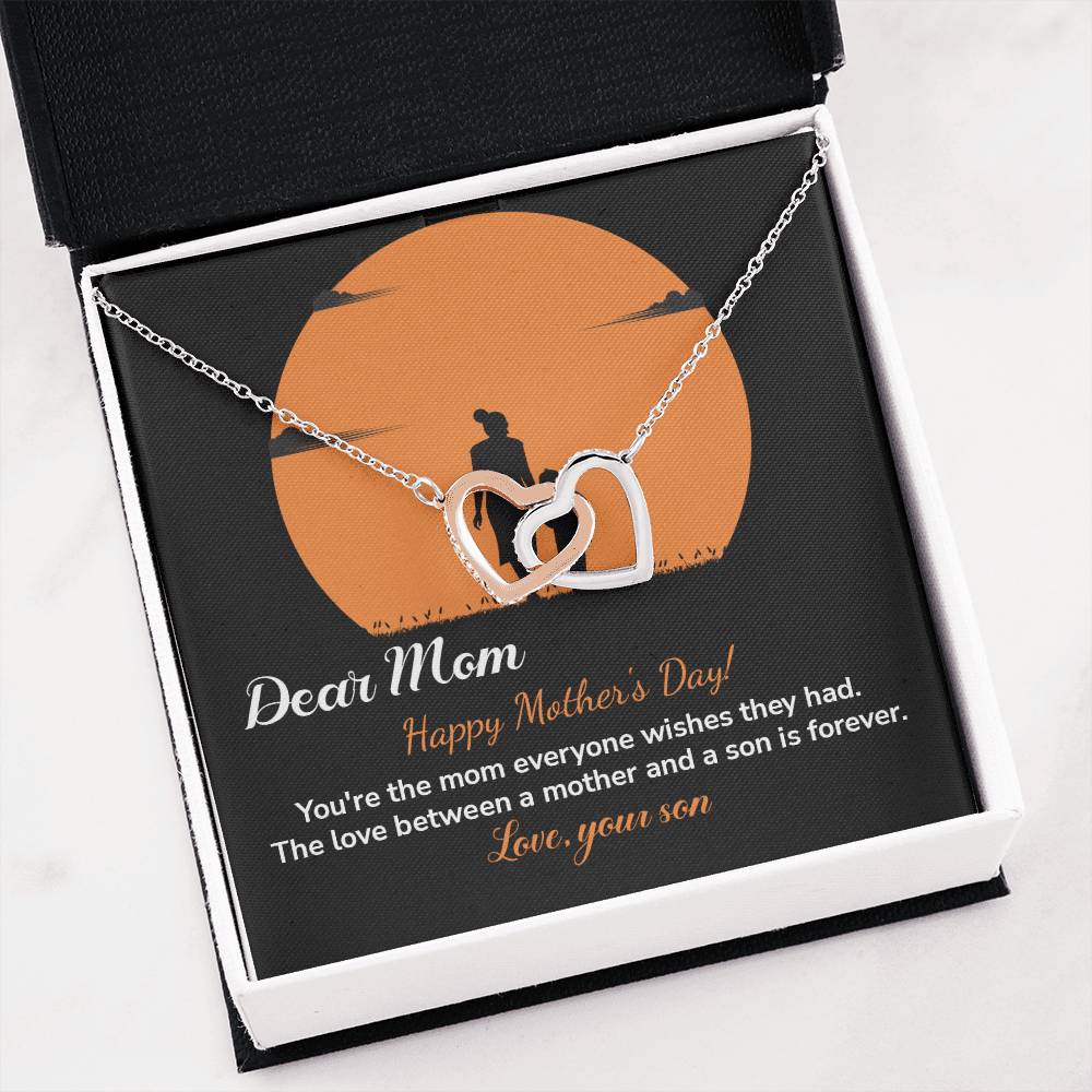 Dear Mom Happy Mother's Day, Elegant Jewelry For A Mother’s Day Gift Thoughtful Necklace For Love Sweet Gift For A Special Woman Sentimental Jewelry Thank You Pendant Beautiful Necklace Loving Pendant For A Mother-son Connection